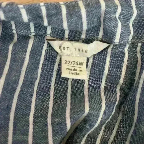 Cato Est. 1943 Women's Blue‎ & White Striped Button-Front Blouse - Size 22/24W - Picture 4 of 5